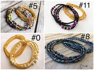 European and American beach chain double chain 2-piece set) bikini chain belly handmade rice bead waist chain jewelry waist bead chain