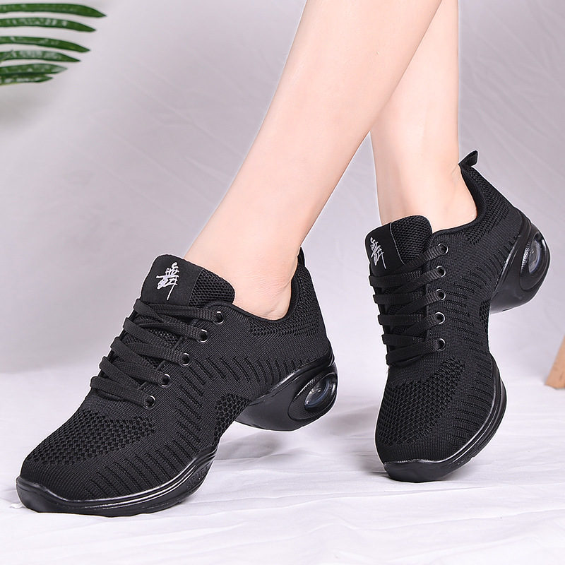 Square dance shoes sailor ghost step mid-heel dance shoes women's adult fly-knit dance women's shoes soft-soled sports fitness shoes