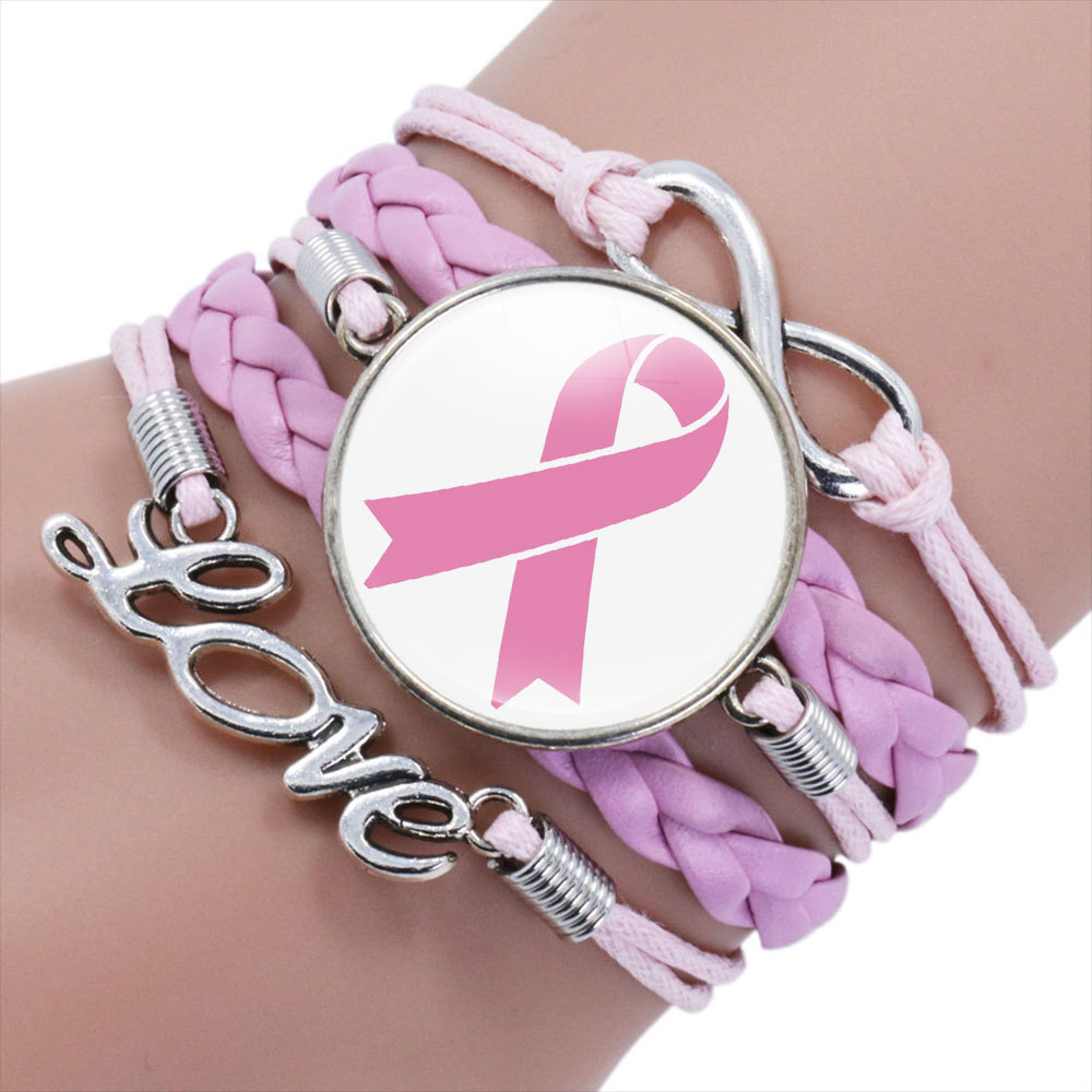 Breast Cancer Awareness女式多層編制手鍊 關愛乳腺周邊配飾