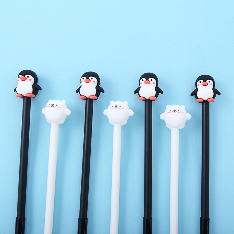 ZF2130 Korean cartoon penguin silicone gel pen cute black and white animal soft glue signature pen office wholesale