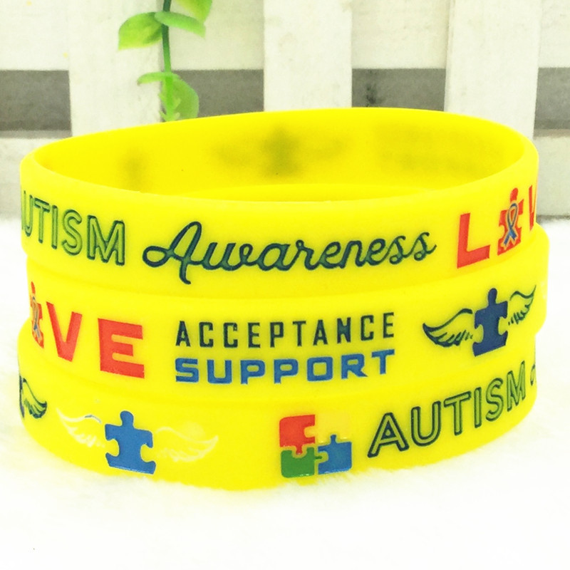 In stock Autism Awareness Bracelets self-closing silicone bracelet wrist strap