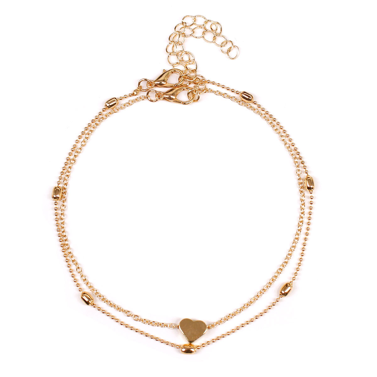 Cross-border summer beach new ballpoint chain love heart heart shaped anklet ankle accessories Amazon AliExpress hot sale