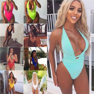 AliExpress Amazon cross-border ladies one-piece swimsuit sexy braided bandage European and American bikini 9133