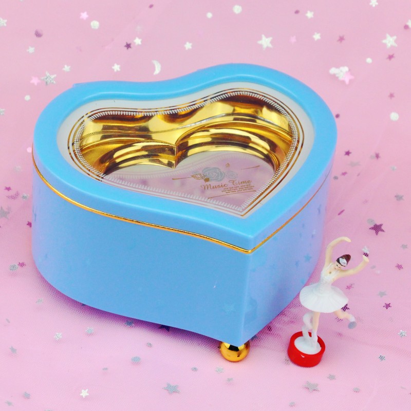 Creative mini dancing girl small size love jewelry box peach heart music box graduation season girls' birthday gift