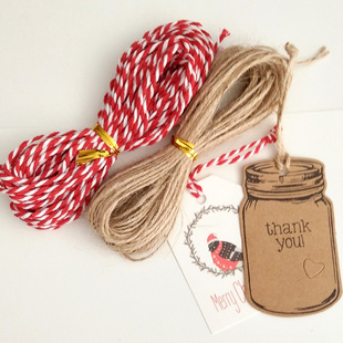 1.5mm two-color cotton rope hand-woven DIY two-strand color red tag thin cotton rope 10 meters 20 meters hemp rope