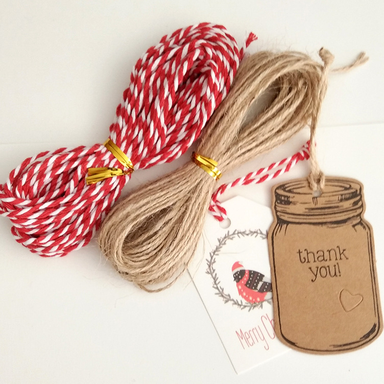1.5mm two-color cotton rope hand-woven DIY two-strand color red tag thin cotton rope 10 meters 20 meters hemp rope