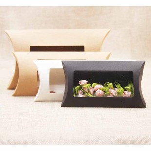 Spot gift box cattle white and black 3 colors optional long packaging carton PVC window pillow box cross-border