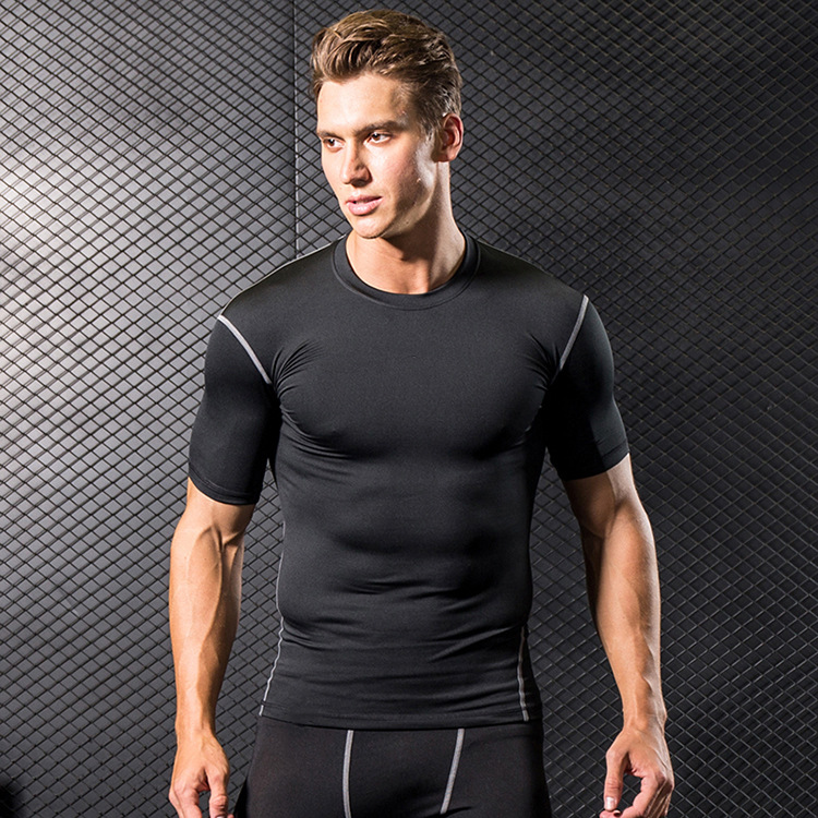 Running Fitness Clothes Basketball Training Clothes Elastic Base Breathable Compression Top Sports Tight Quick-drying Clothes Short-sleeved Men's