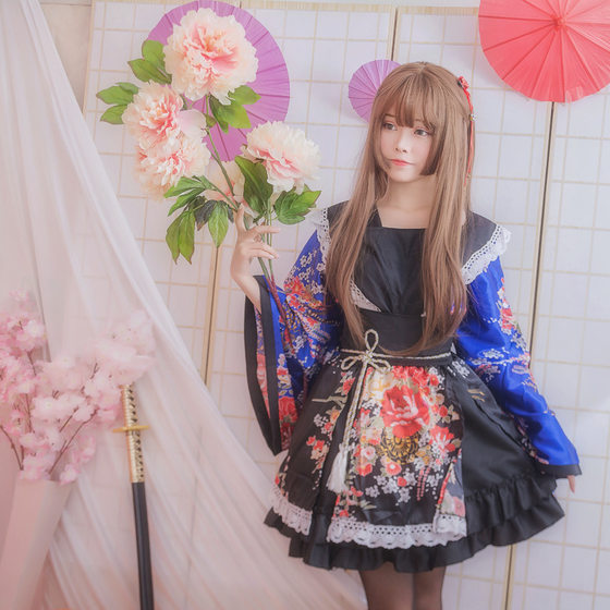 Maid cosplay anime costume bliss pure earth house dance Japanese style flower Kui performance costume improved kimono ancient costume sexy