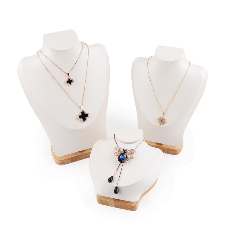 Jewelry portrait neck necklace display rack counter model neck pendant rack high-grade wooden base jewelry rack