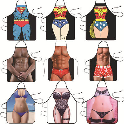 Cross-border supply Amazon best selling creative funny personality printed apron muscle men sexy apron manufacturers supply