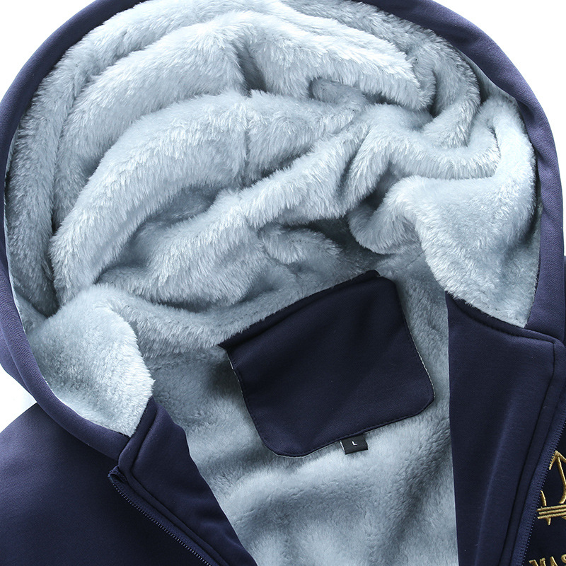 Winter plus velvet sweater suit men's thickened plus hooded casual coat men's sports suit men's one-piece hair generation