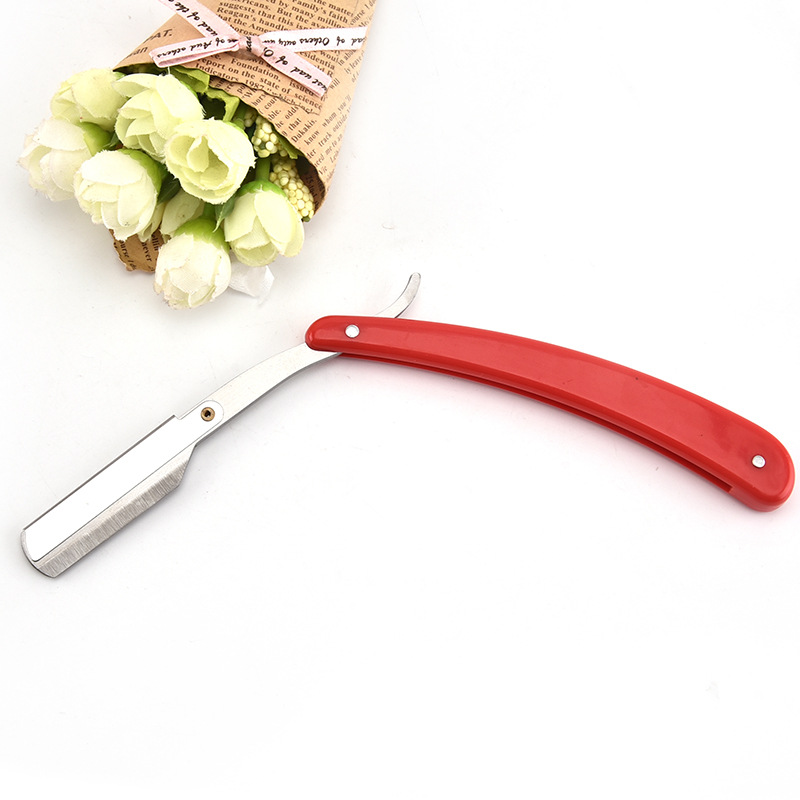 Stainless steel old-fashioned Shaver manual razor hair scraper plastic folding manual barber knife hair scraper