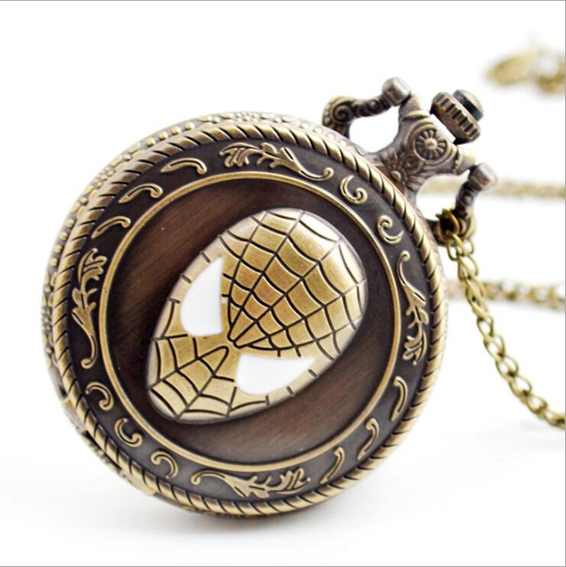 Summer Anime Cartoon Pocket Watch Avengers Quartz Watch Children's Necklace Pocket Watch Retro Flip Pocket Watch Wholesale