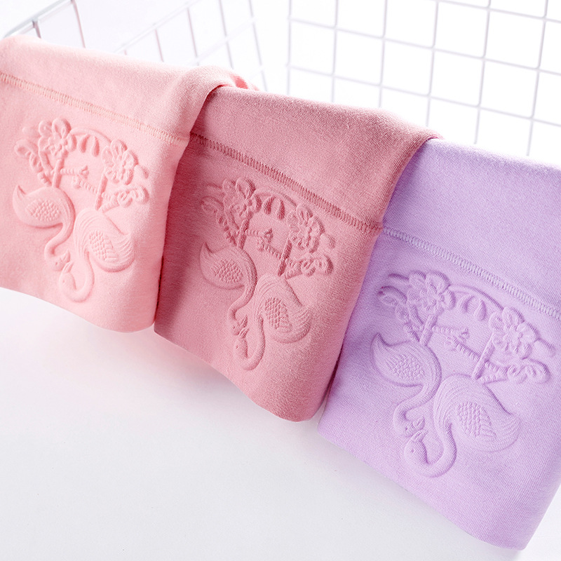 Antibacterial Crotch High Waist Women's Underwear Postpartum High Waist Abdominal Hip-lifting Underwear Embossed Cotton Underwear