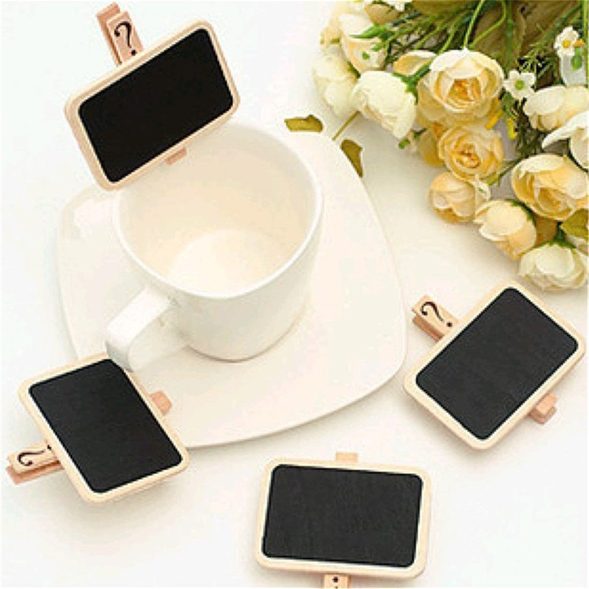 Japanese-Korean Style Home Life Grocery Creative Wooden Writing Message Memo Small Blackboard Bill Clip