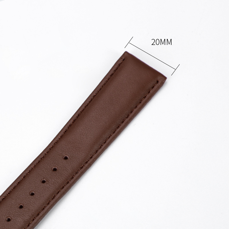 Factory wholesale watch strap genuine leather strap cowhide plain color soft waterproof sweat-proof watch accessories