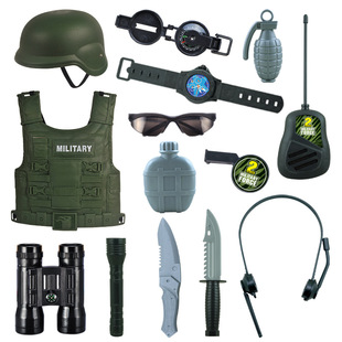 Amazon Children's Military Play Toy Bulletproof Vests Special Equipment Accessories Christmas Simulation Military Cap Set