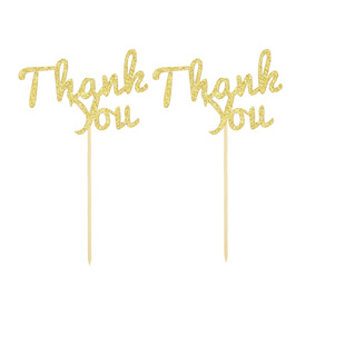 Rose gold Thank You cake card Thanksgiving theme party decoration cupcake card