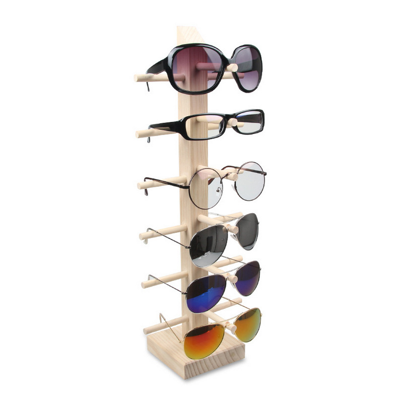 Log Glasses Display Stand Pine Wood Solid Wood Sunglasses Display Nearby Mirror Holder Glasses Frame Jewelry Props
