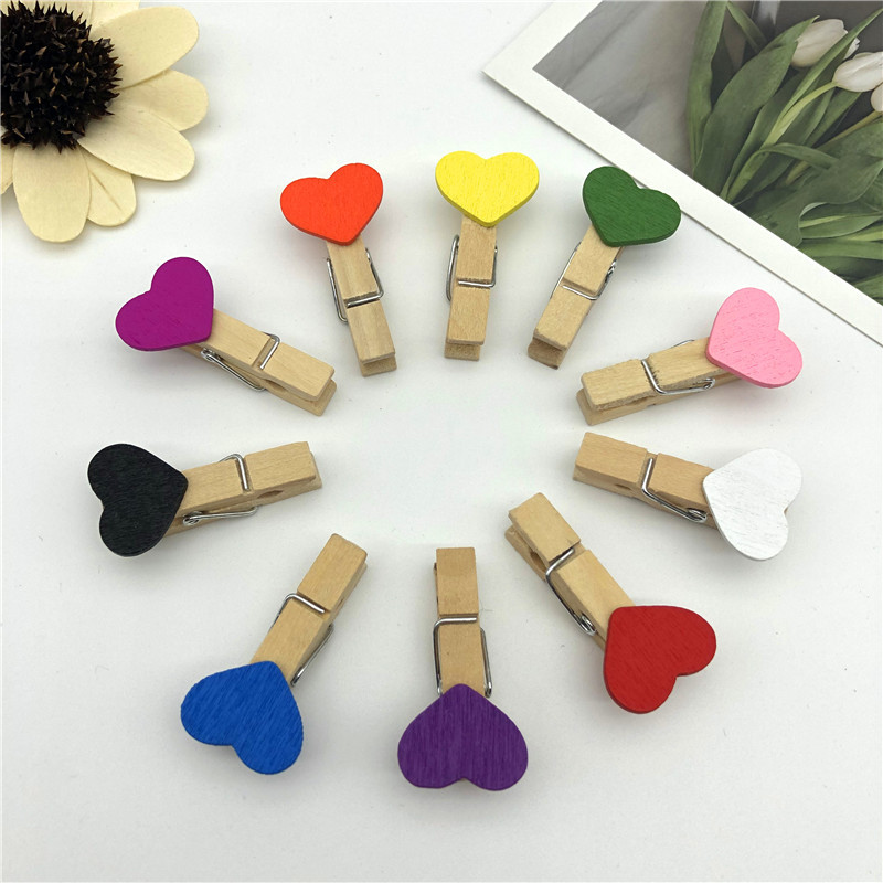 Love decorative wooden clip handmade DIY Hemp rope/photo/Note wooden clip Korean style small wooden clip