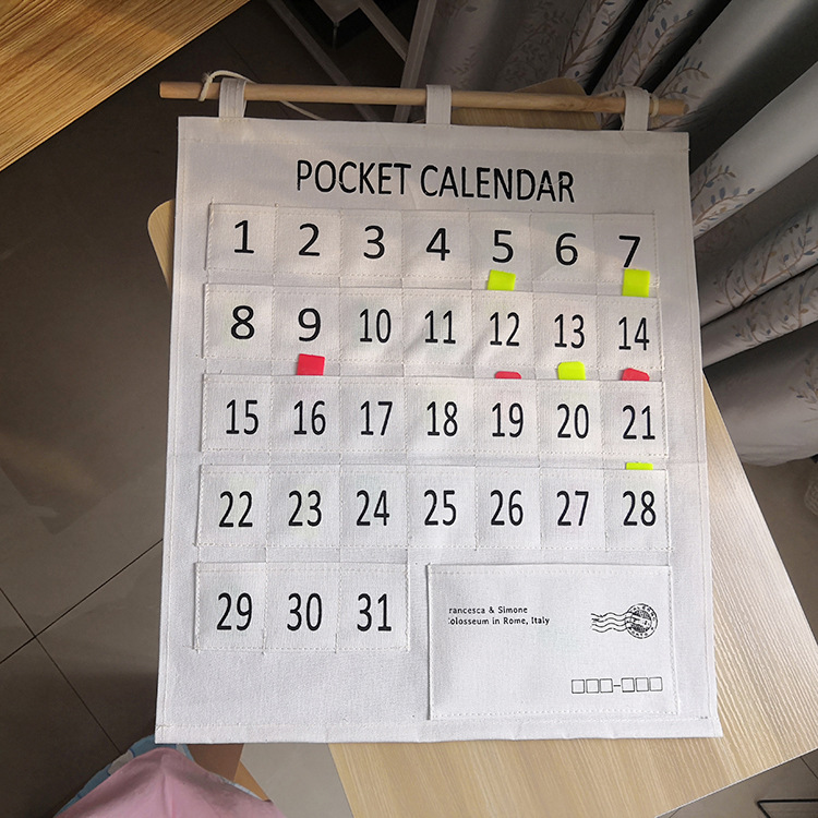 Clock-in registration record date card small mouth 31 pocket Nordic mini pocket card hanging bag