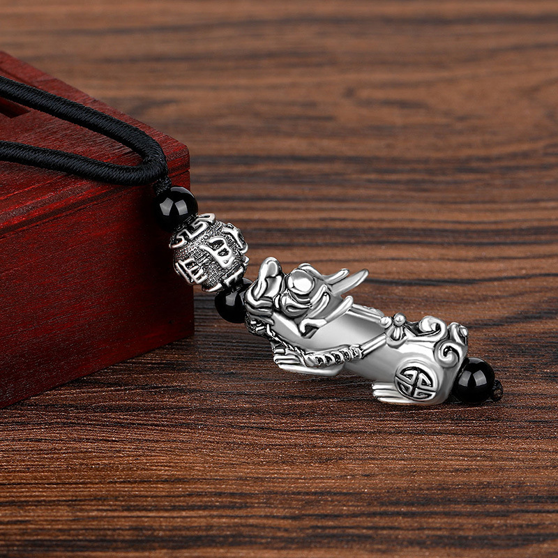 Gioielli e accessori in argento sterling 999, collana retrò in argento tailandese, coraggiosa, fatta a mano, corda, sei parole, ciondolo con mantra, scrittura, amuleto._voghion.com