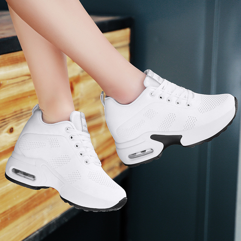 Autumn New Breathable Mesh Square Dance Ghost Dance Shoes Women's Inner Height Sports Shoes Air Cushioned Soft Sole Dance Shoes