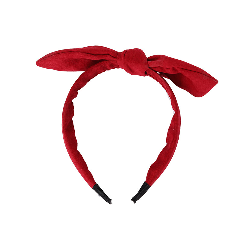 Korean version of the new headband rabbit ears solid color bow headband simple cute hair band headwear women Wholesale