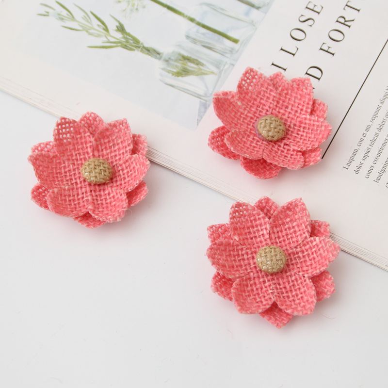 diy handmade linen flower European style retro color decorative flower water lily flower clothing accessories flower