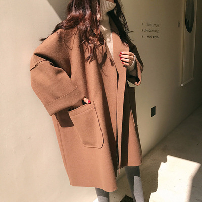 2021 Neue Herbst- und Winterjacke für Damen aus Wollstoff, Studentin im koreanischen Stil, mittellang, große Größe, lockerer Umhang, Hepburn-Mode_voghion.com