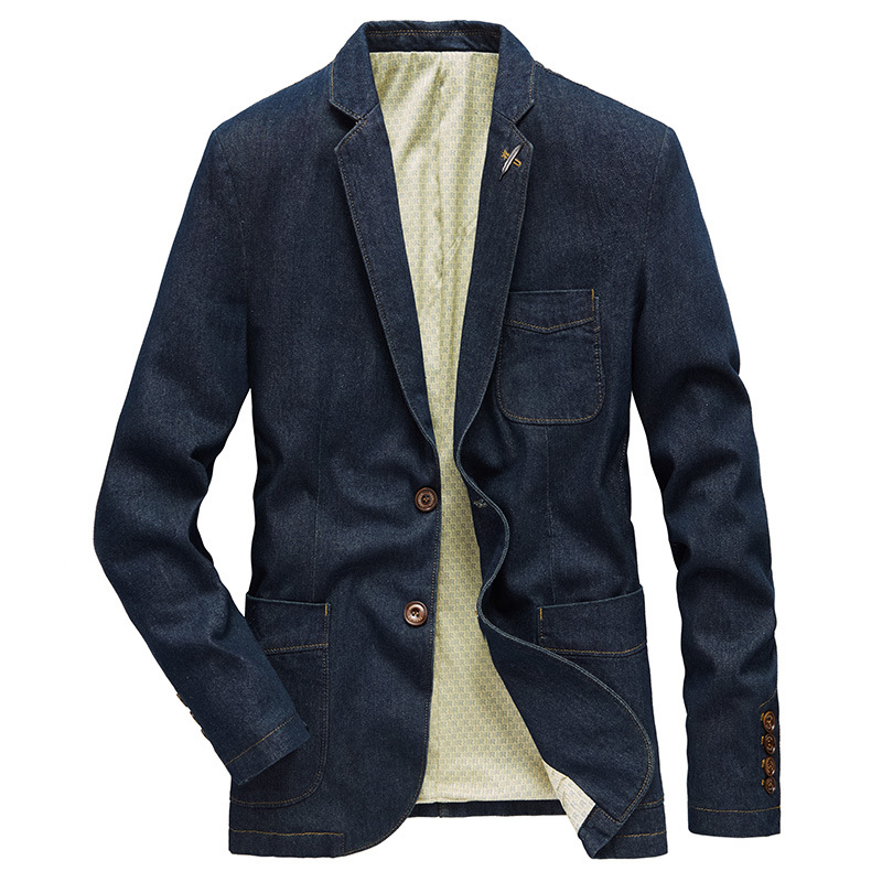 New cross-border jacket men's youth thin middle-aged handsome slim suit spring and autumn Denim jacket business casual