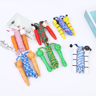 New children's cartoon animal wooden rope skipping kindergarten Primary School students sports rope skipping fitness rope skipping factory direct sales
