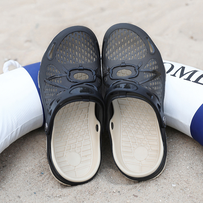 Summer men's half slippers Korean style Jelly closed toe sandals casual breathable non-slip beach hole shoes men's wholesale