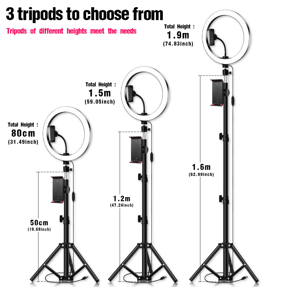 Cross-border YINGNUOST photography live broadcast bracket 10 inch led fill light 26cm anchor selfie beauty fill light