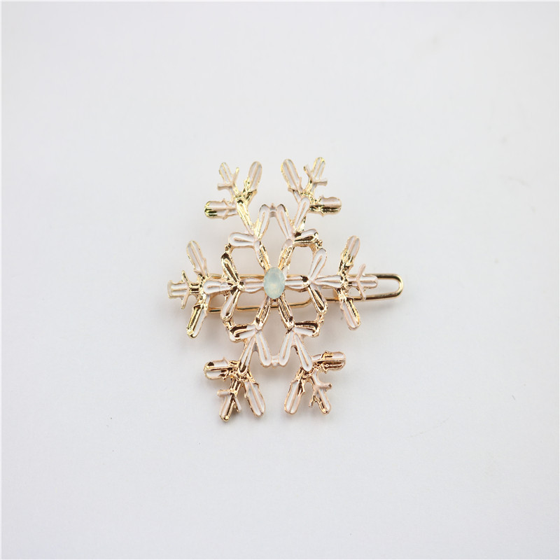 European and American new hair accessories hairpin spray paint exaggerated Christmas snowflake hairpin top clip