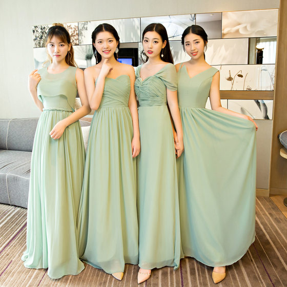 Matcha Green Long Sling Bridesmaid Dress dress Sisters Dress Bridesmaid Dress Sling Dress Evening Dress for Host