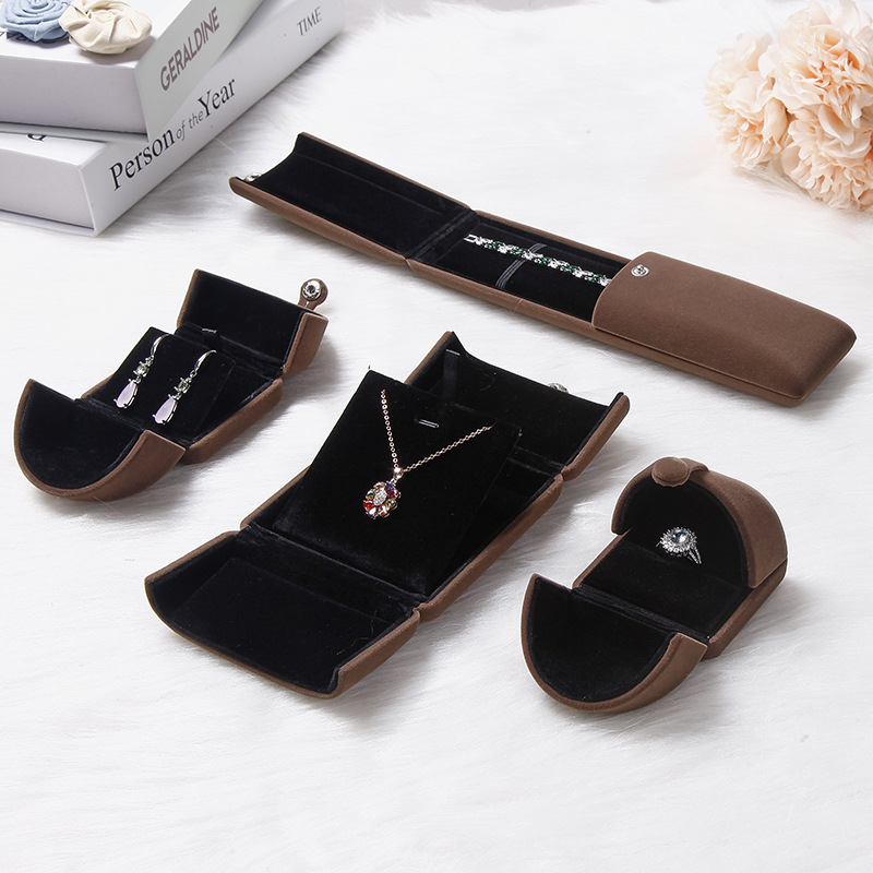 Flannel Double Open Jewelry Box Jewelry Packaging Box Factory Ring Box Necklace Box Bracelet Box Pearl Box