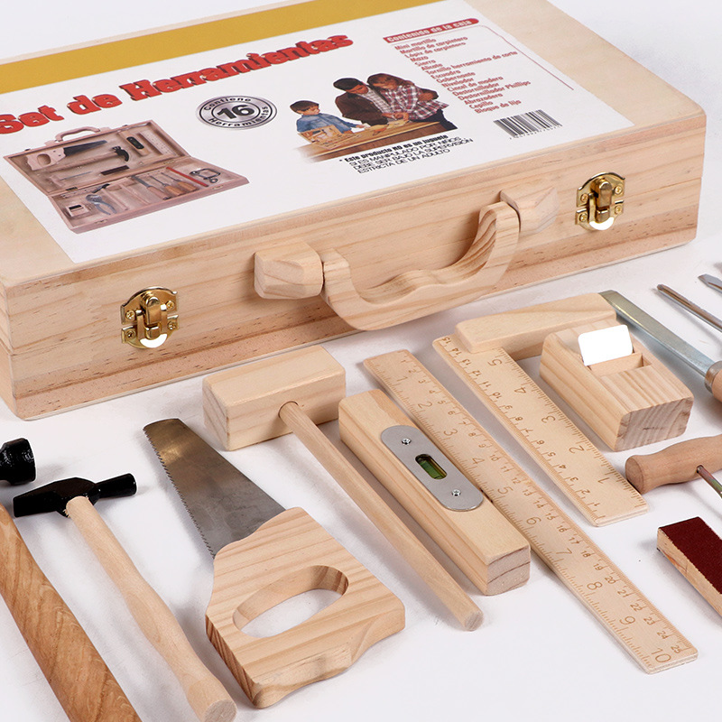 B children's maintenance Toolbox Toy disassembly multifunctional woodworking box wooden boy play house puzzle suit