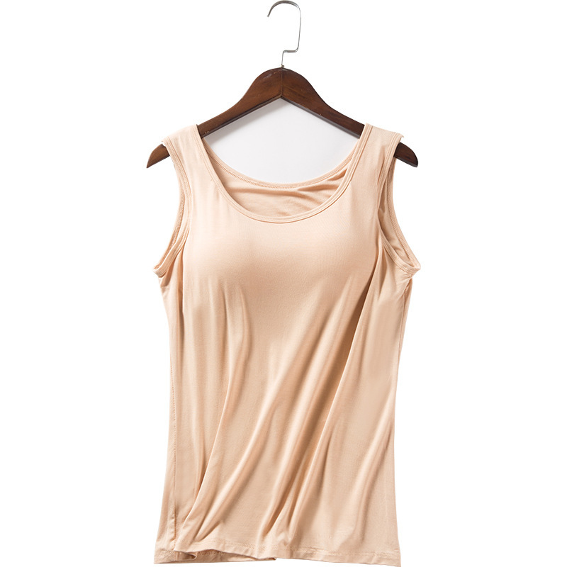 Women's Summer Cup Cover One-piece Base Vest Solid Color Modal Yoga Wide Shoulder Strap Sleeveless Sling Base Shirt