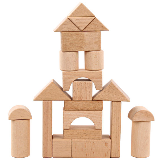 ohye Wooden Children's Wooden Boxed Beech 22 Log Bite Assembled Building Blocks Pile Early Childhood Educational Toys