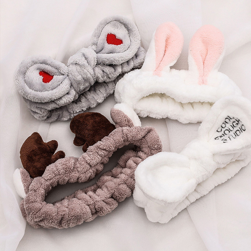 South Korea Internet celebrity face washing hair band rabbit ears antlers cat ears hair band hair band plush bow headband hair accessories