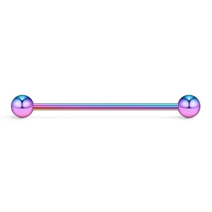 Piercing jewelry direct AliExpress wish stainless steel color industrial barbell long bar ear bone nail human body jewelry