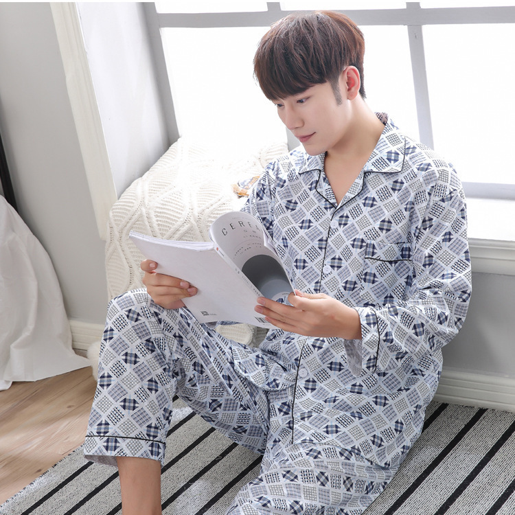 ニット綿男性新型秋冬男性パジャマ長袖大サイズ家庭服セット綿質|undefined