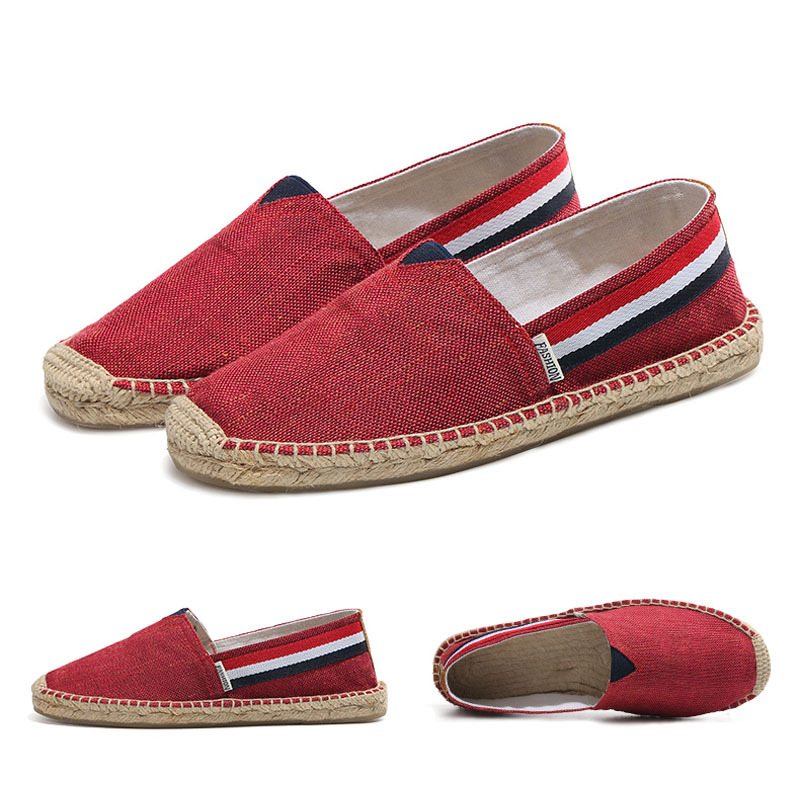Summer men's canvas shoes a pedal lazy solid color linen cloth shoes straw fisherman shoes old Beijing cloth shoes wholesale