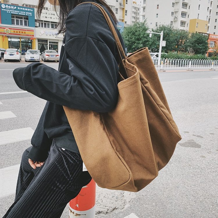 Korean Style ins Lazy Sail Cloth Bag Women's Shoulder Bag Large Bag Artistic Student All-match Portable Large Capacity Shopping Bag