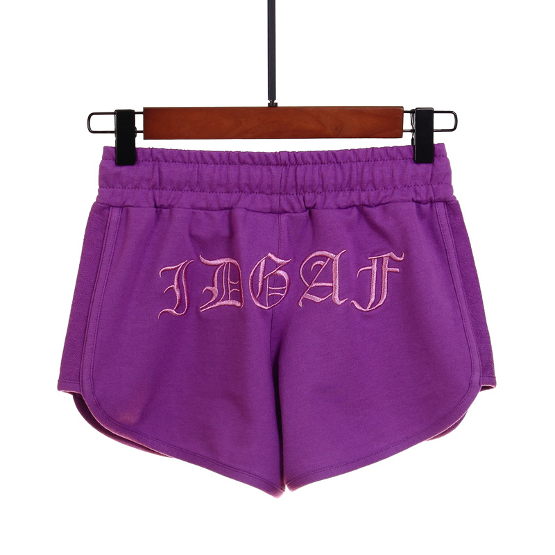 Cross-border Xinjiang Cotton Sports Leisure Embroidered Sports Shorts Women's Thin Hot Pants Home Running ins Internet Red Pants