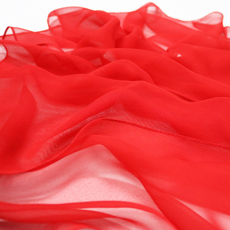 Hot Sale Solid Color Georgette Scarf Monochrome Red Scarf Sunscreen Shawl Body Catwalk Training Dance Scarf