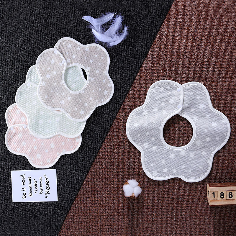 New baby bib waterproof octagonal baby supplies 360 degrees snap petals newborn bib mother and baby