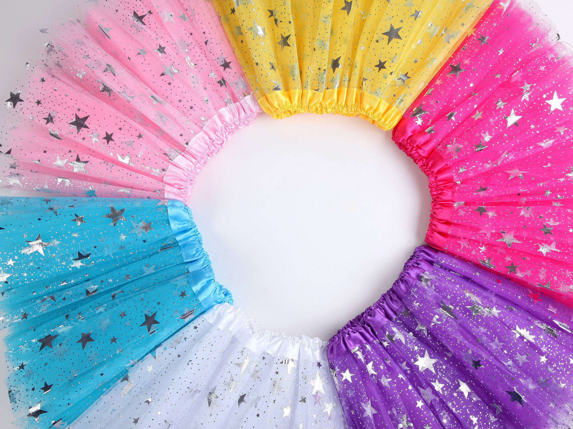 Children's tutu skirt tutu skirt big five-pointed star mesh skirt three-layer 6-piece skirt tutu mesh skirt children's skirt